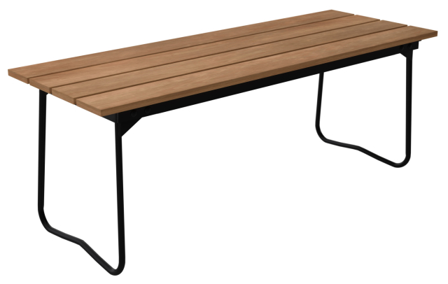 Obehandlad teak, svart stativ