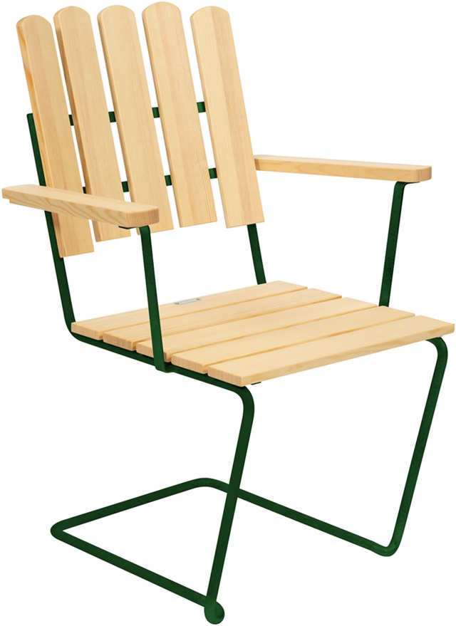 9A 120 cm + 4 A2 Fåtölj Oljad furu, grönt stativ