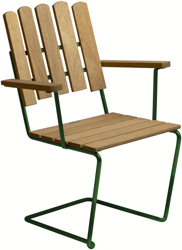 9A 120 cm + 4 A2 Fåtölj Oljad ek, grönt stativ