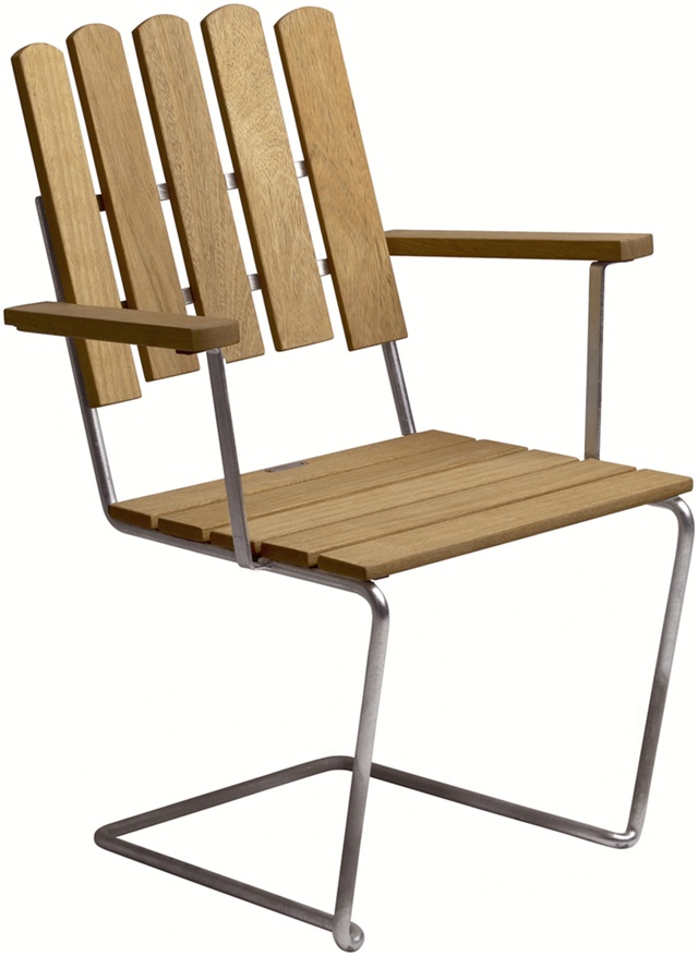 9A 120 cm + 6 A2 Fåtölj Oljad ek, zink stativ