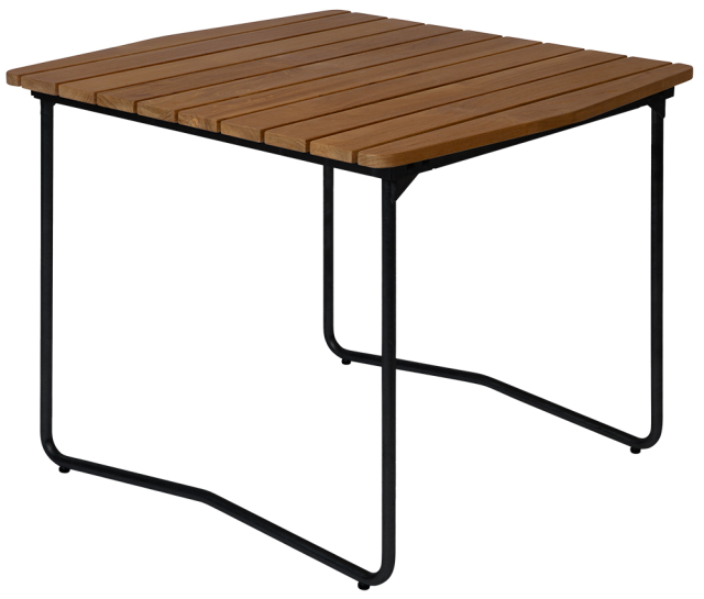 Obehandlad teak, svart stativ