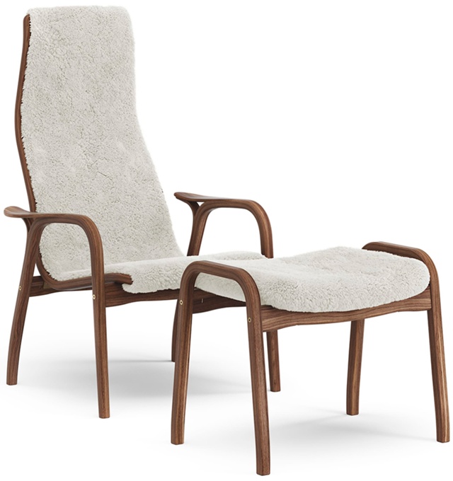 Lamino Fåtölj med Pall Lackad Valnöt - Offwhite