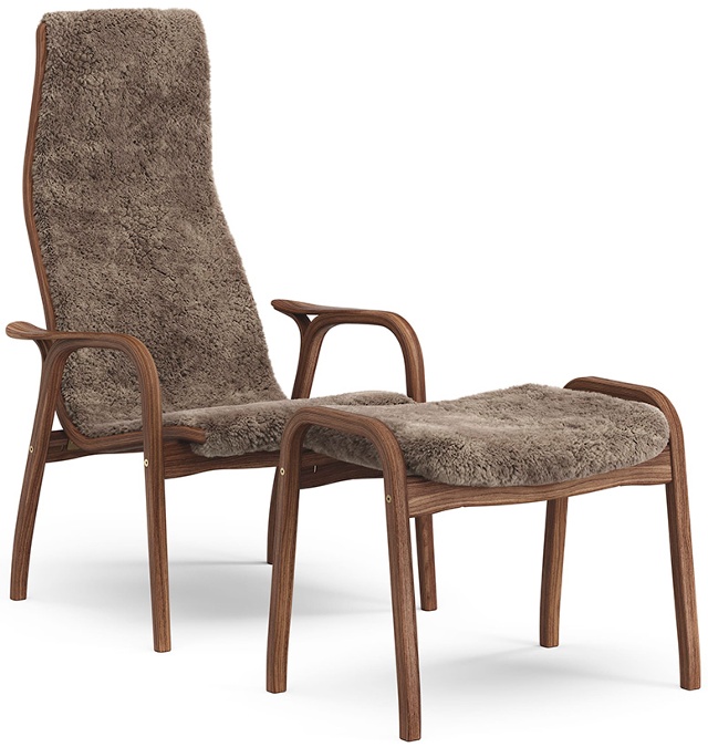 Lamino Fåtölj med Pall Lackad Valnöt - Sahara