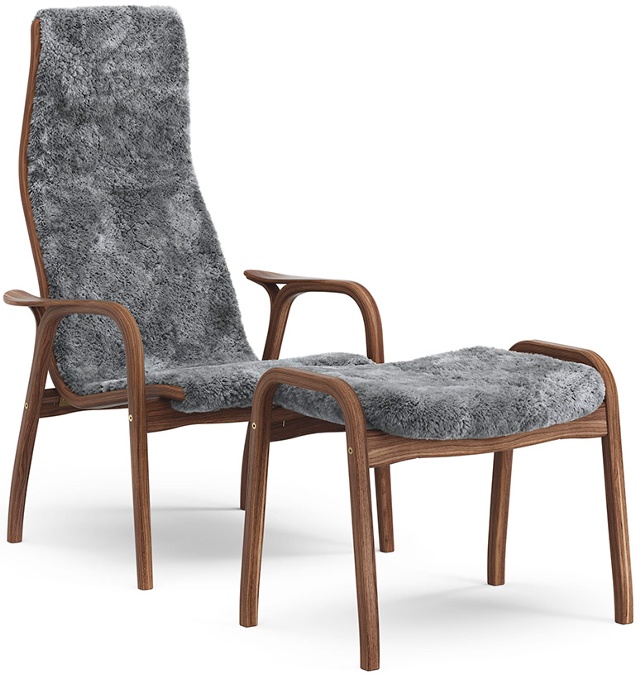Lamino Fåtölj med Pall Lackad Valnöt - Scandinavian Grey