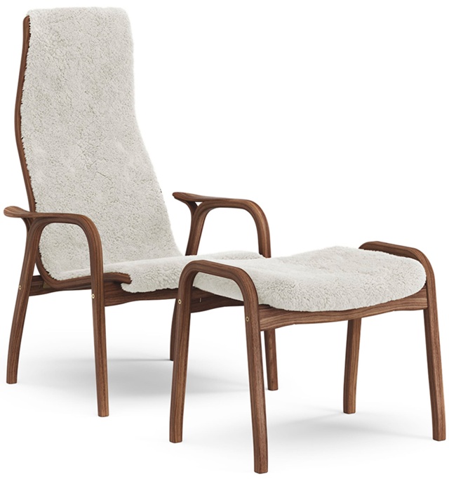 Lamino Fåtölj med Pall Oljad Valnöt - Offwhite