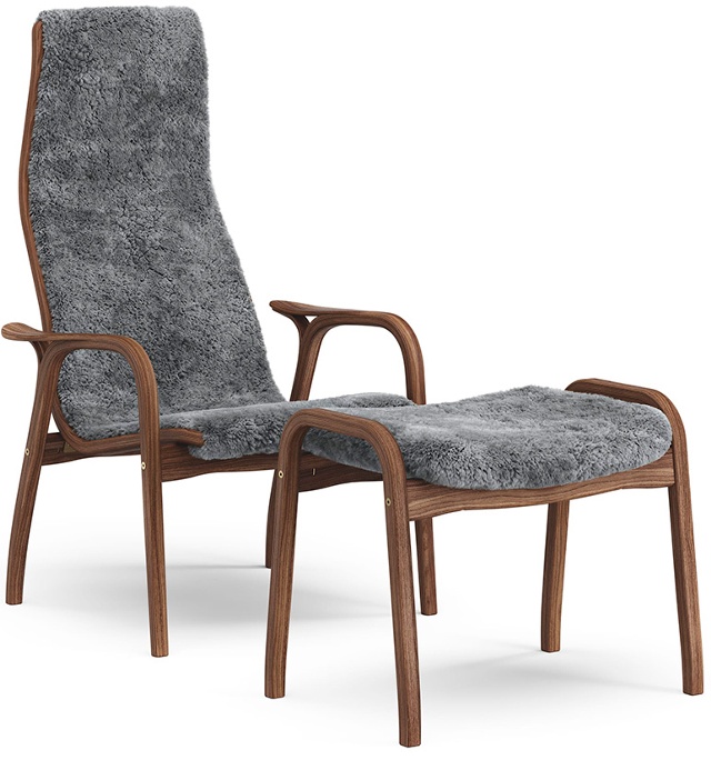Lamino Fåtölj med Pall Oljad Valnöt - Scandinavian Grey