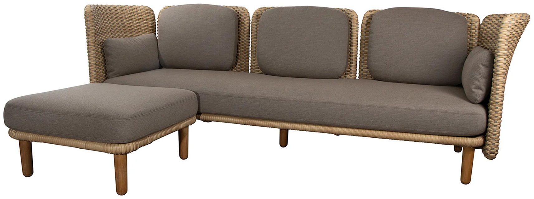 Arch 3-sits med schäslong  Låg rygg/armstöd