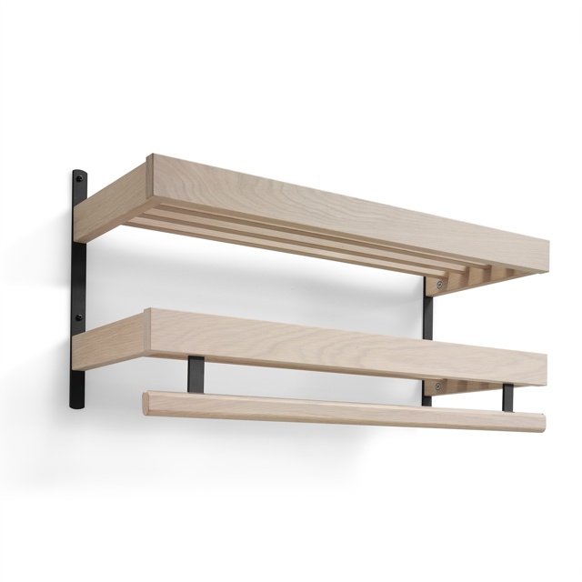 Nadja Hatthylla 80 cm Ek Vitolja/Mattsvart Stål