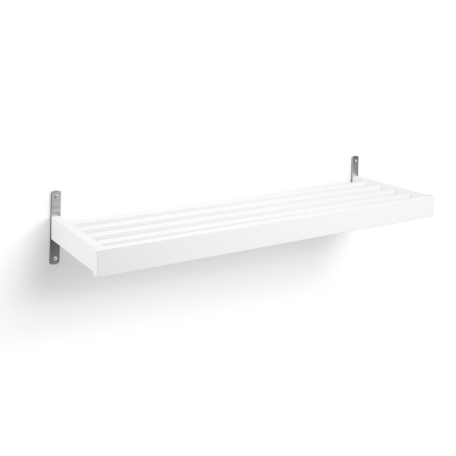 Nadja Skohylla 100 cm Björk Vitlack/Slipat stål