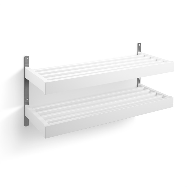 Nadja Skohylla 80 cm Björk Vitlack/Slipat stål