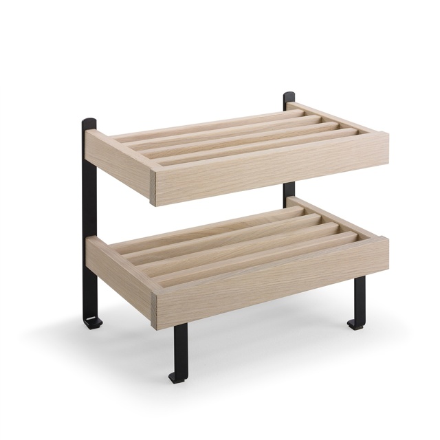 Nadja Skohylla 50 cm Ek Vitolja/Mattsvart Stål