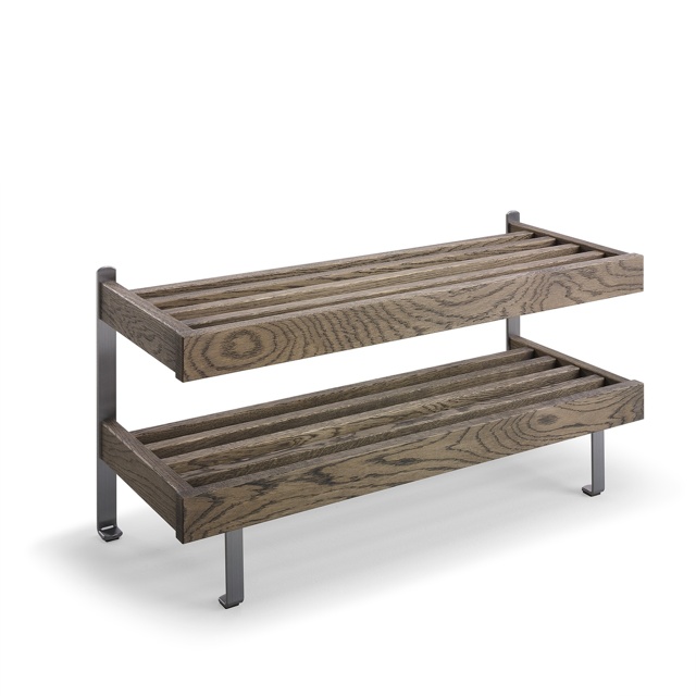 Nadja Skohylla 80 cm Rökt Ek/Slipat stål