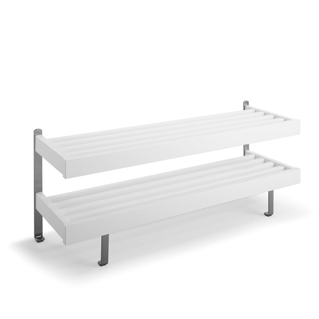 Nadja Skohylla 100 cm Björk Vitlack/Slipat stål