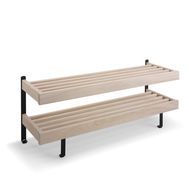 Nadja Skohylla 100 cm Ek Vitolja/Mattsvart Stål