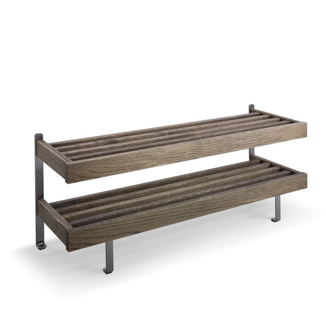 Nadja Skohylla 100 cm Rökt Ek/Slipat stål