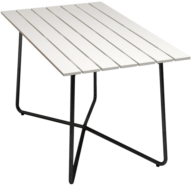 B25A Bord Vitlackad ek, svart stativ