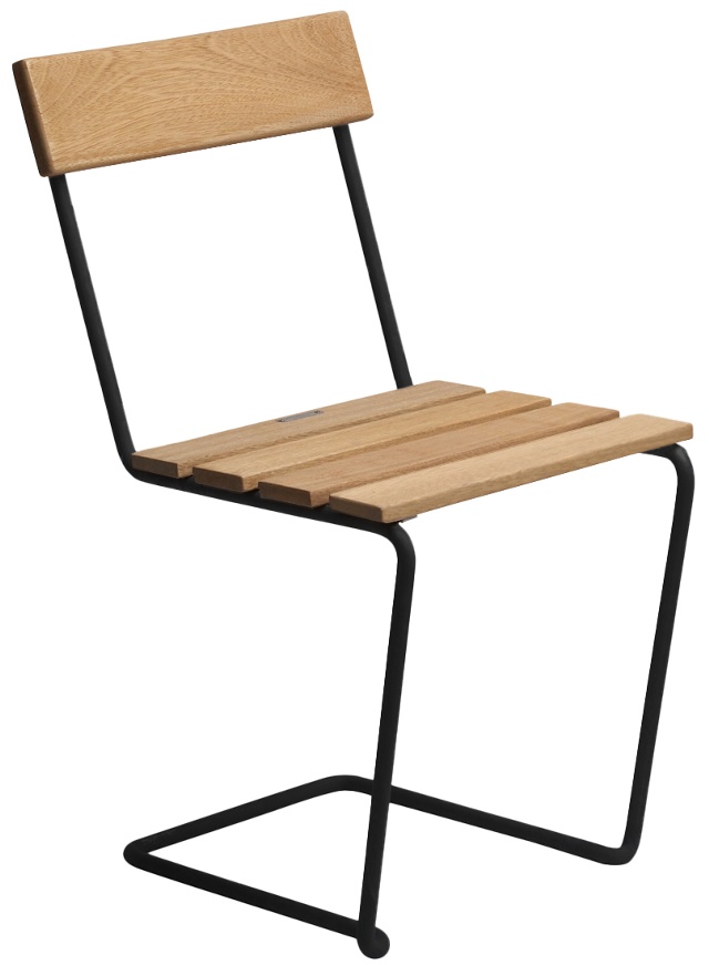 Stol 1 Oljad ek, svart stativ