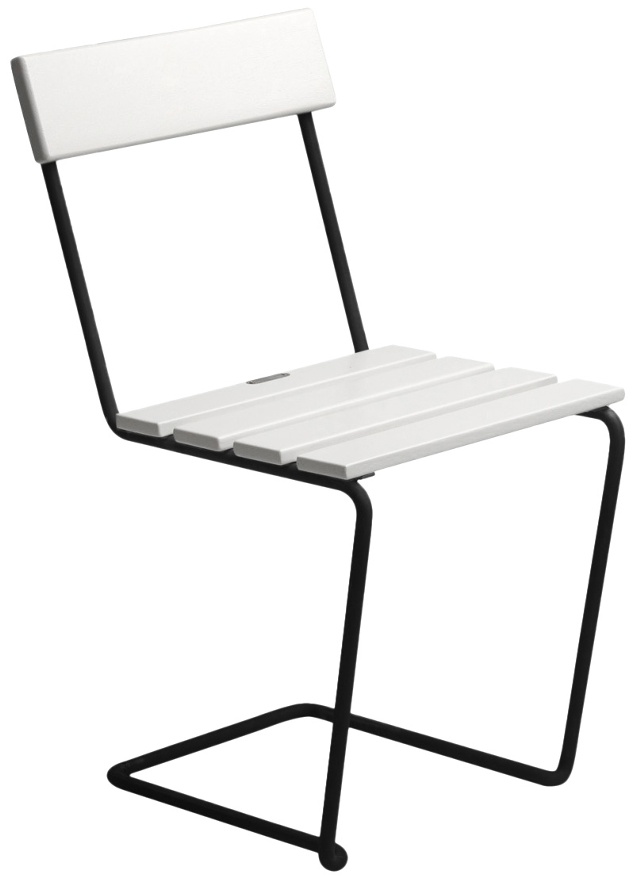 Stol 1 Vitlackad ek, svart stativ