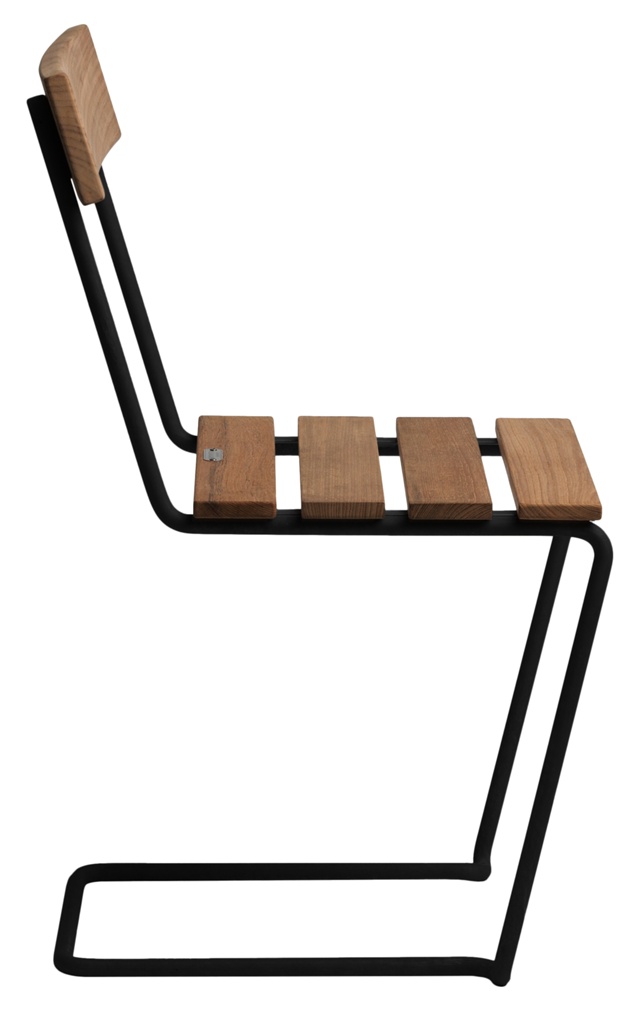 Stol 1 Obehandlad teak, svart stativ