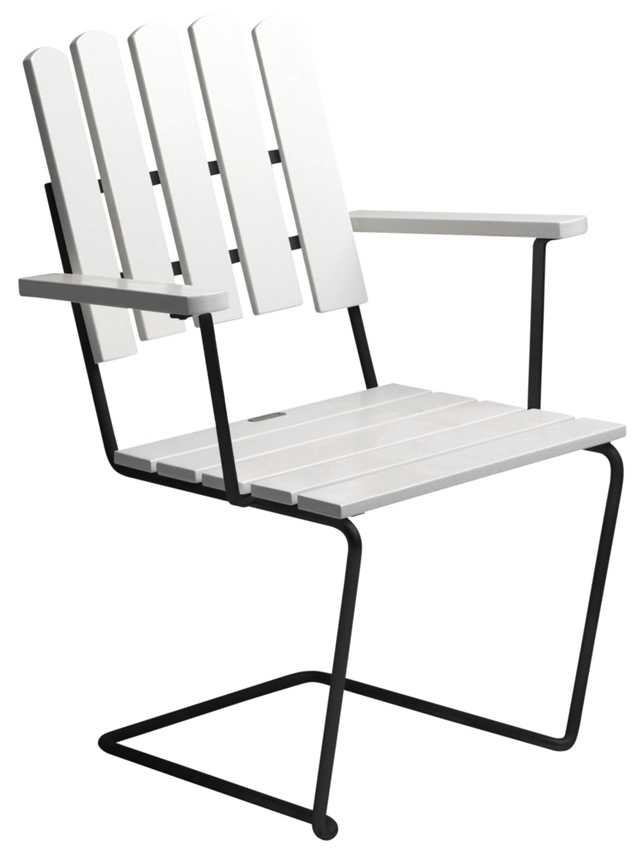 9A 120 cm + 4 A2 Fåtölj Vitlackad ek, svart stativ