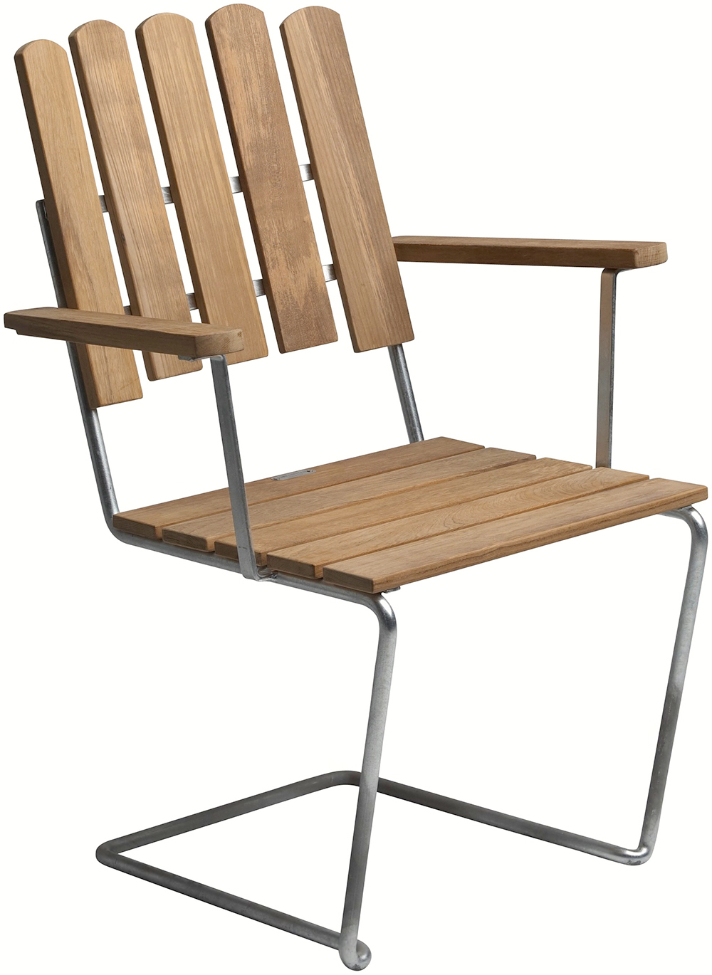 9A 120 cm + 4 A2 Fåtölj Obehandlad teak, zink stativ