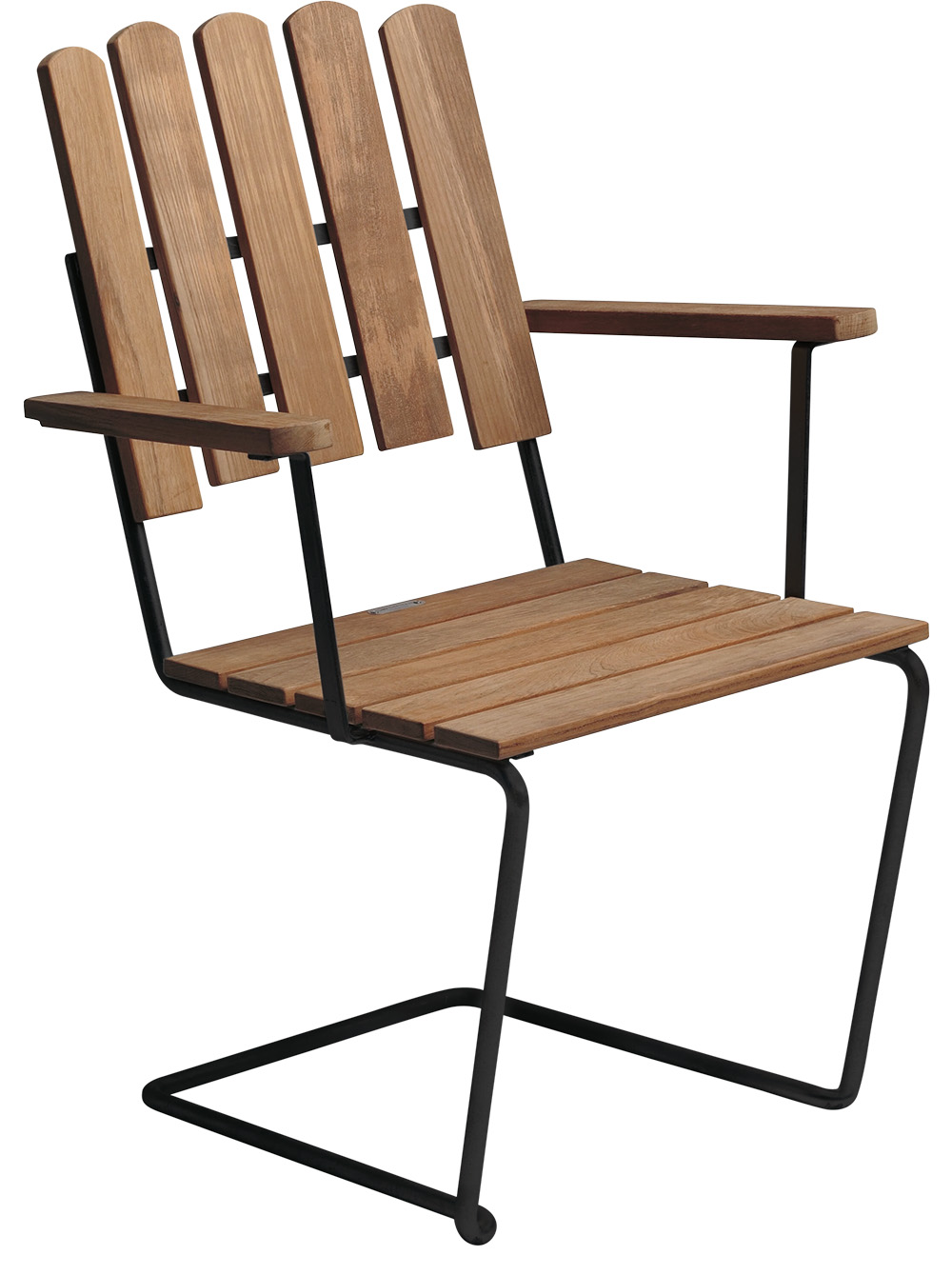 9A 120 cm + 4 A2 Fåtölj Obehandlad teak, svart stativ